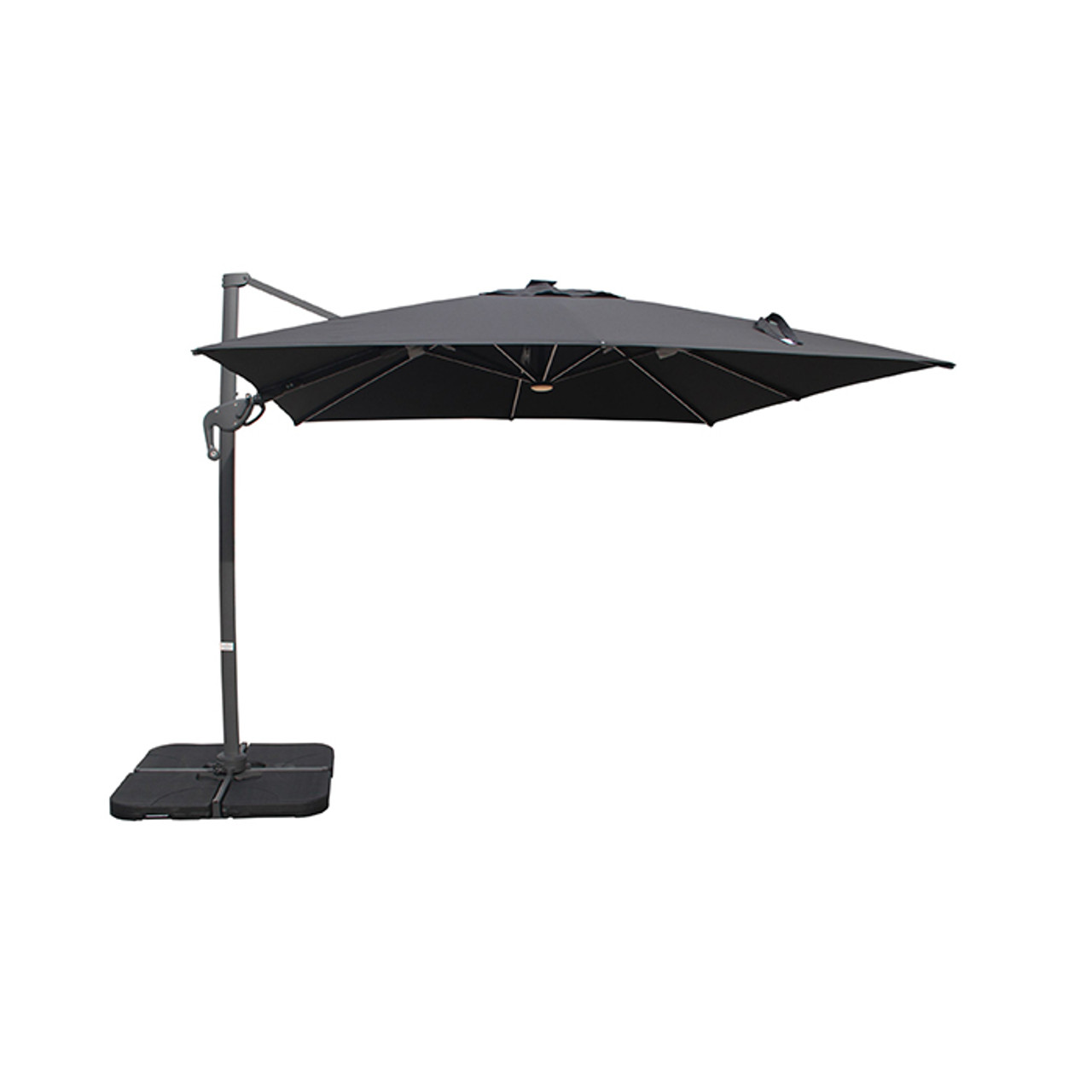 Truro 3.0 x 3.0m Grey Square Cantilever Parasol with LED Light & Cover