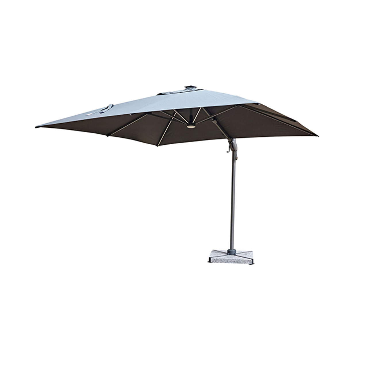 Truro 3.0 x 3.0m Grey Square Cantilever Parasol with LED Light & Cover