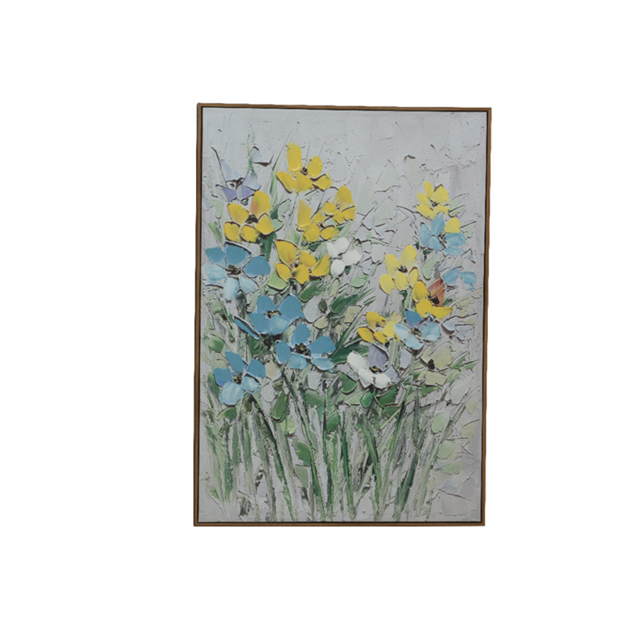 Canvas Painting  Green and Yellow Flowers (Qty:1)