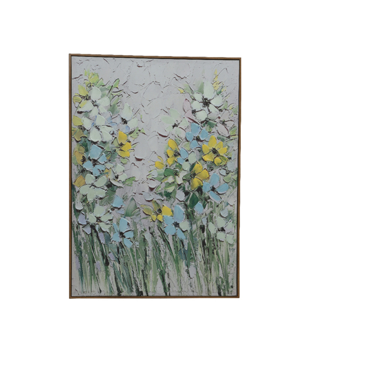 Canvas Painting  Green and Yellow Flowers (Qty:1)