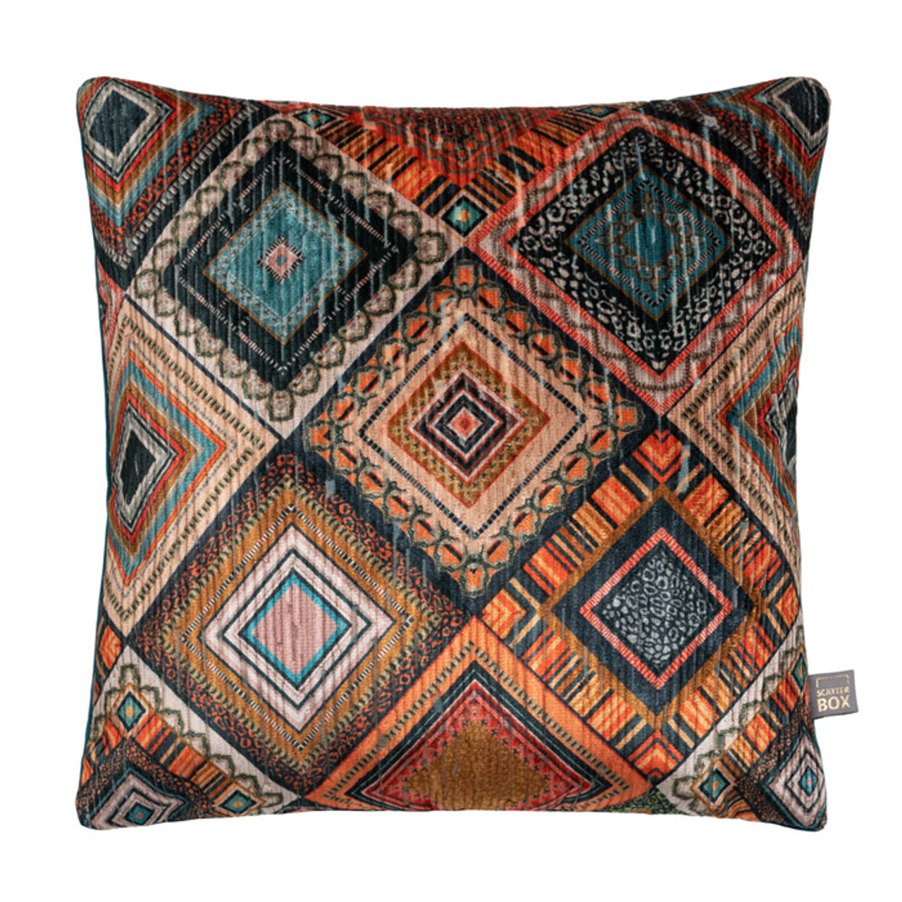 Rio 43x43cm Cushion, Teal/Orange *in-store