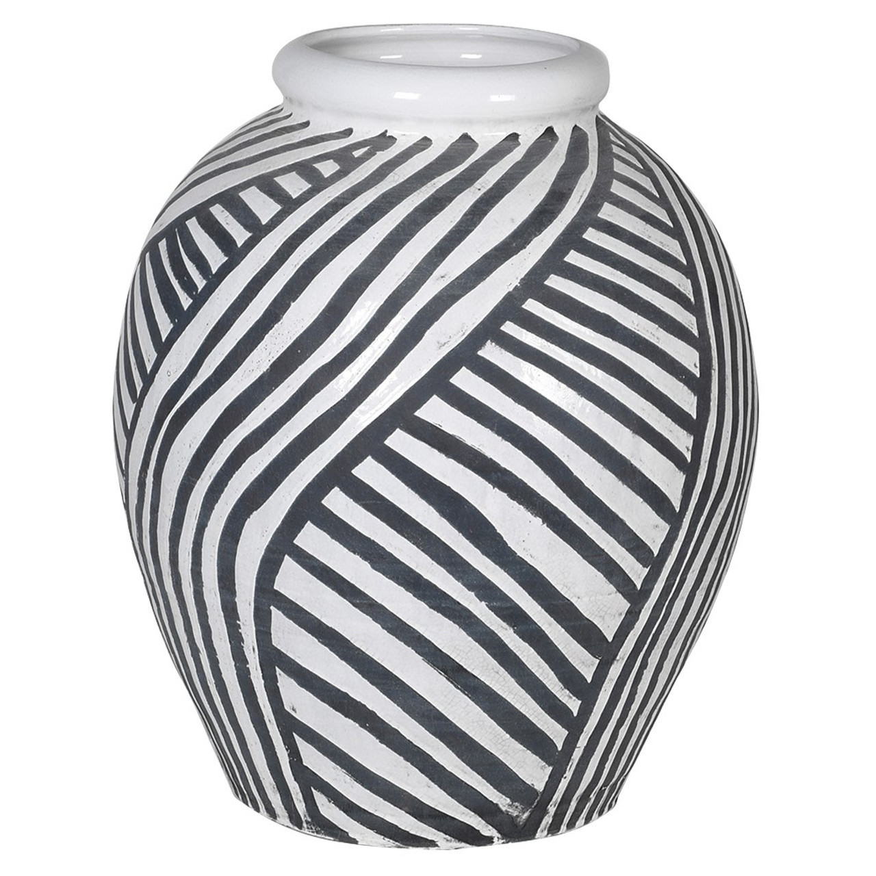 Handmade Black and White Stripe Vase