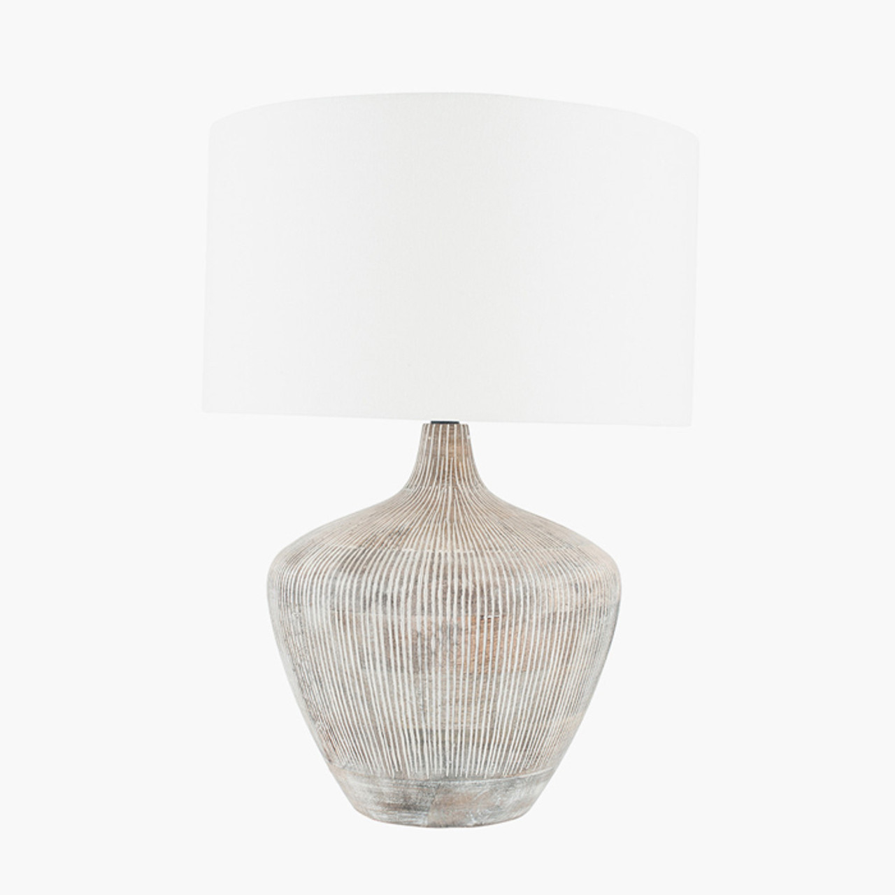 Manaia White Wash Textured Wood Table Lamp *in-store