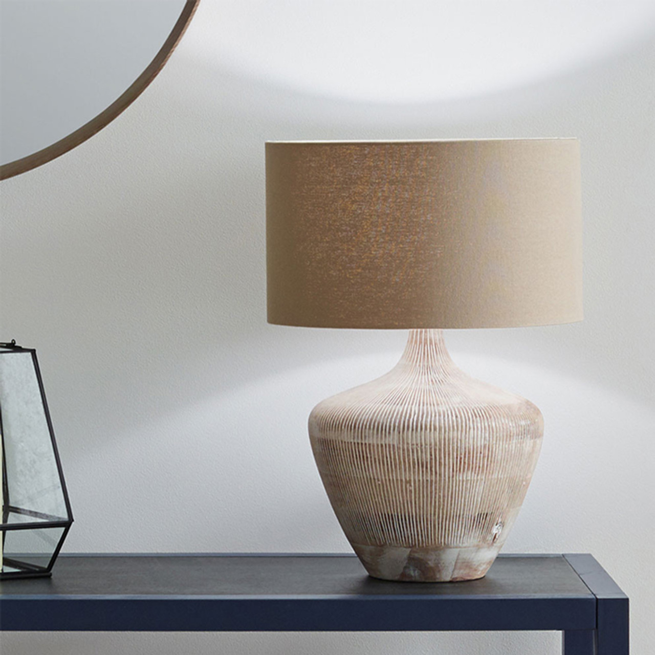 Manaia White Wash Textured Wood Table Lamp *in-store