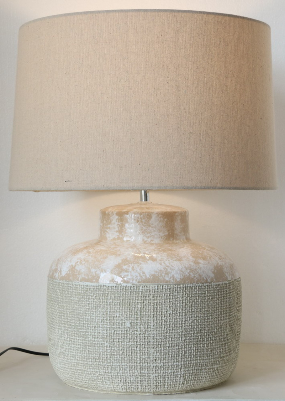 Table Lamp Ceramic Beige Linen *in-store only