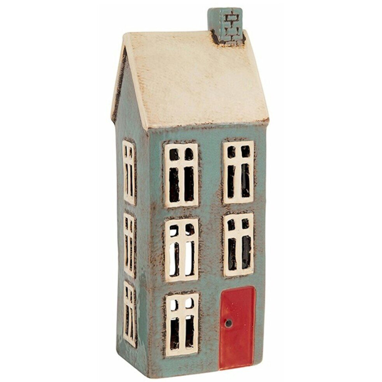 Village Pottery Tall Grey House Tealight Holder