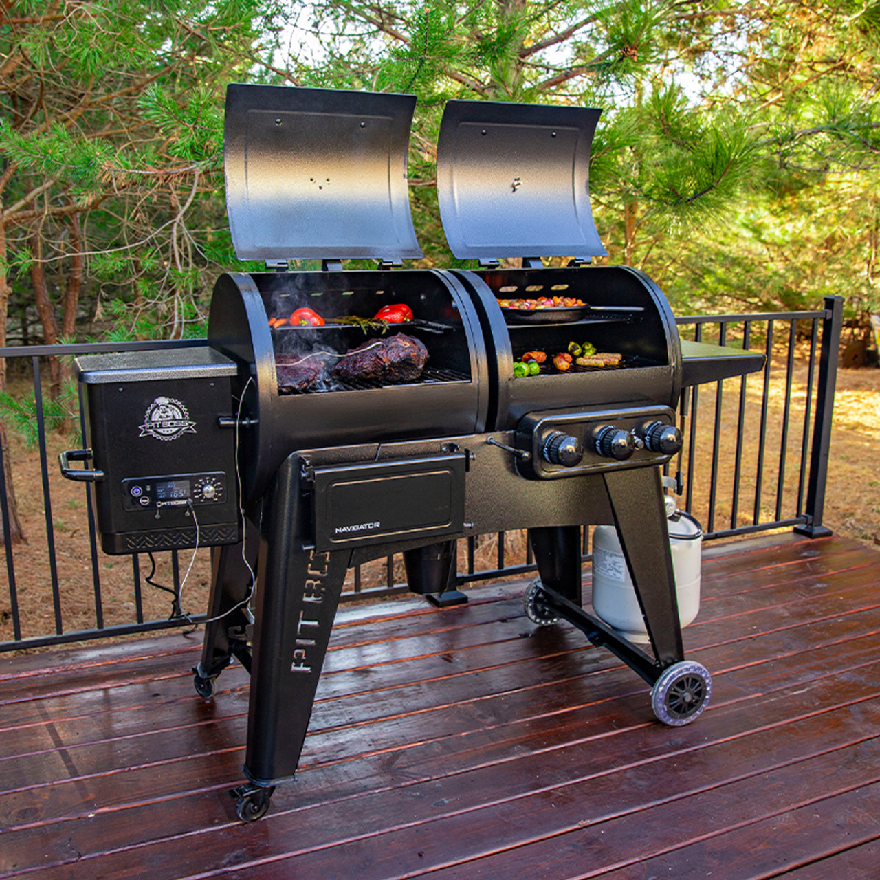 Navigator 1230 Wood Pellet and 3 Burner Gas Combo Grill