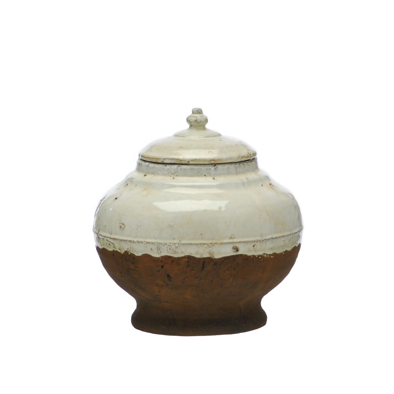 Aged Cream Terracotta Pot 24cm with Lid *in-store