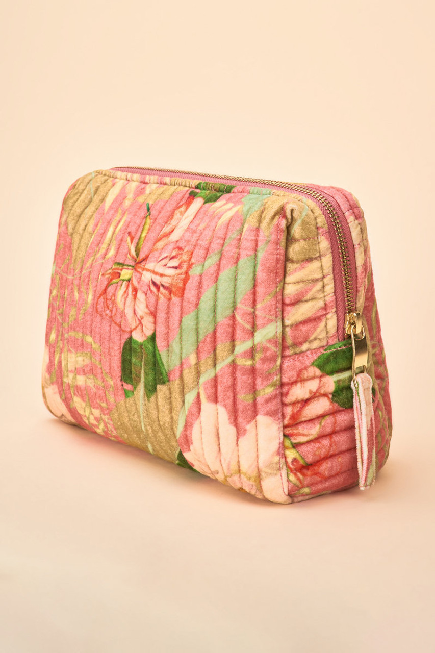 Large Quilted Vanity Bag - Delicate Tropical, Candy *in-store