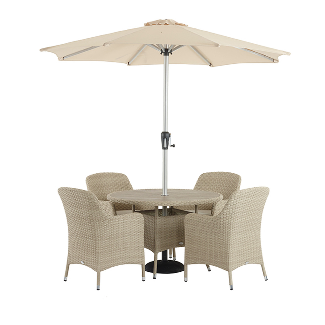 Tetbury Nutmeg Rattan 4 Seater Round Dining Set