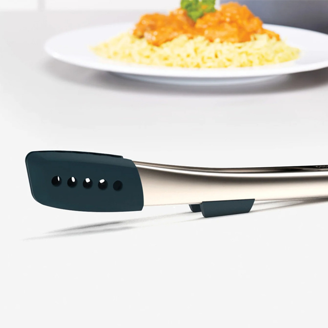 Elevate™ Grey Silicone Steel Tongs *in-store