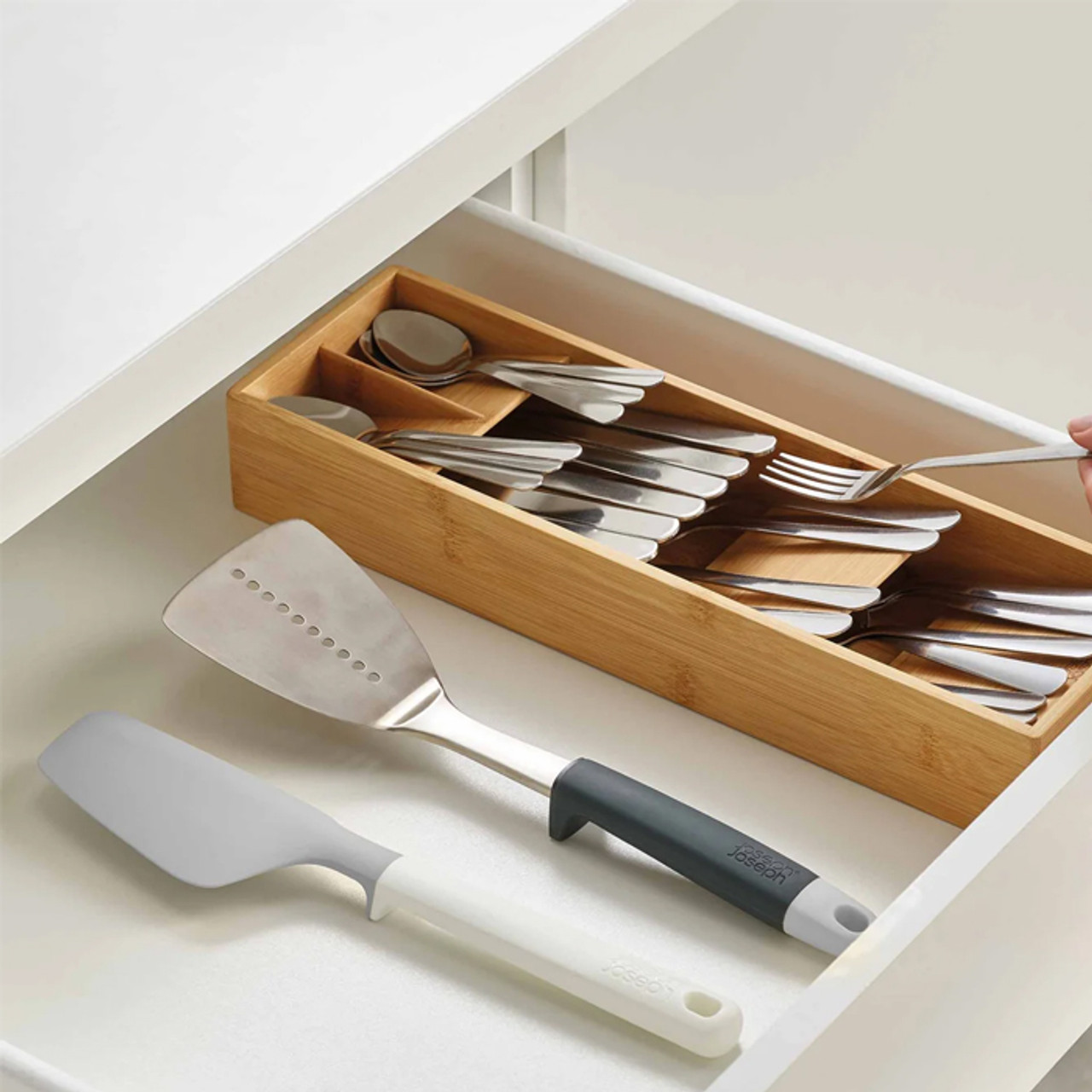 DrawerStore™ Bamboo Compact Cutlery Organiser *in-store