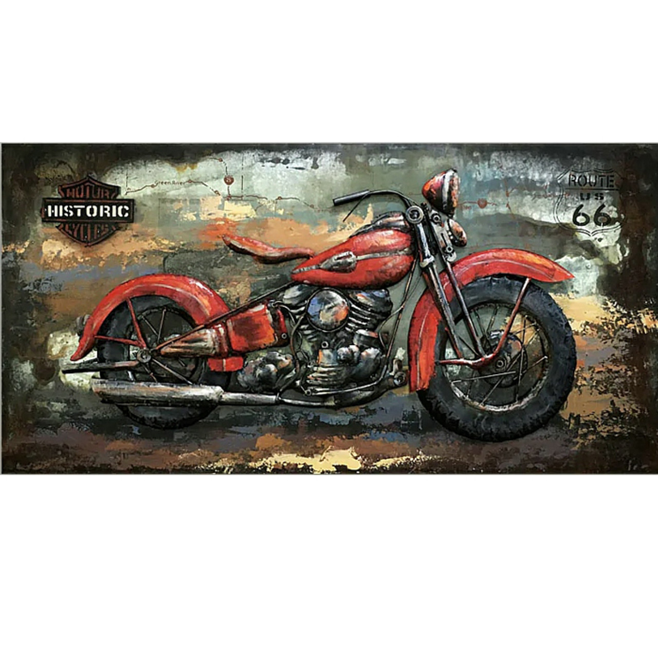 Metal 3D Painting Motorbike 70X140cm *in-store