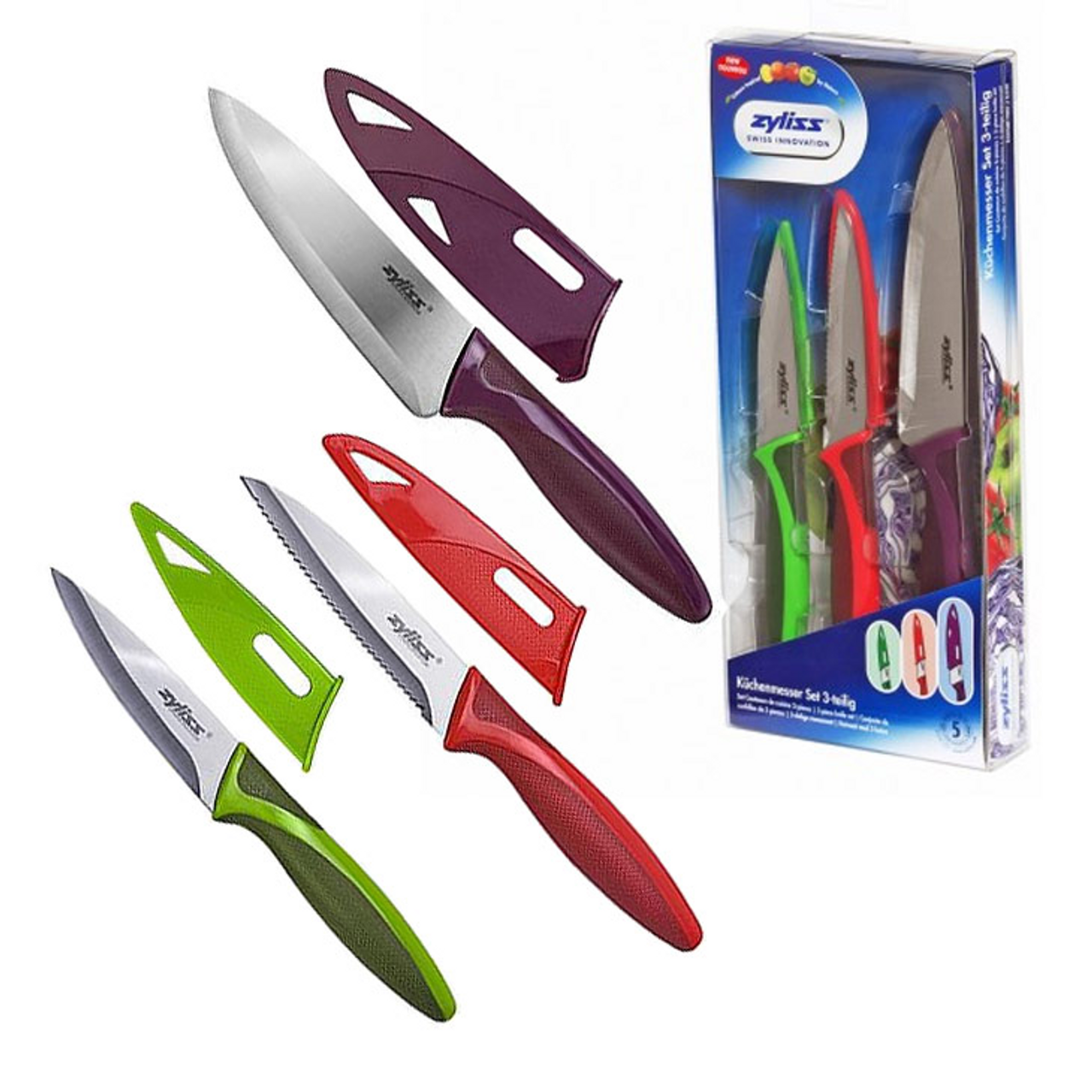 3 Piece Knife Set with Covers