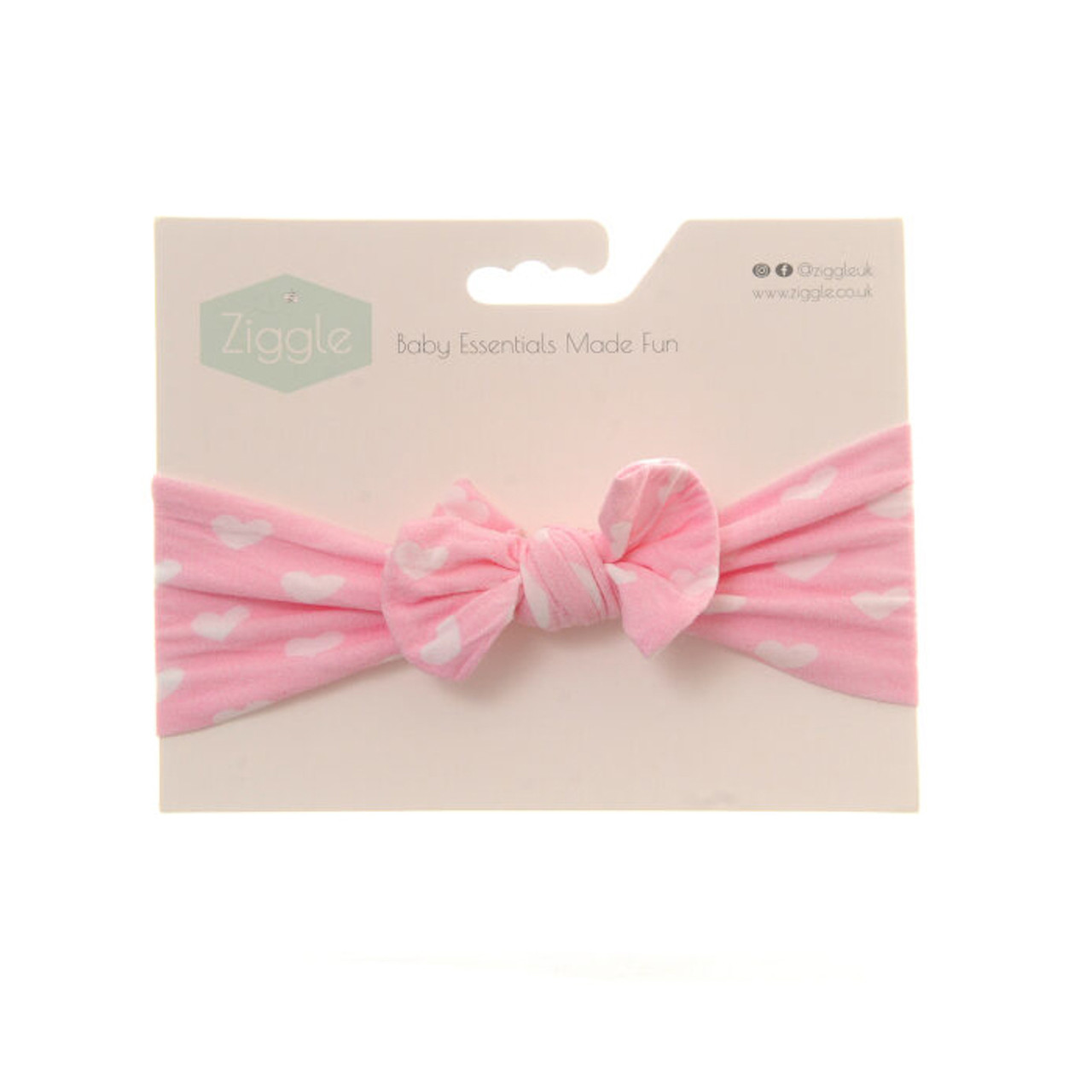 Pink and White Hearts Print Bow Turban Headband *in-store