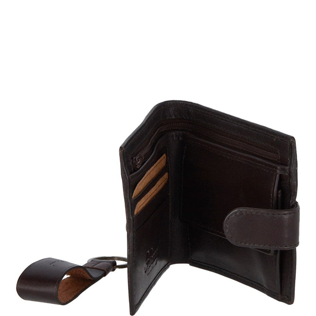 Leather Wallet and Keyring Gift Set Brown