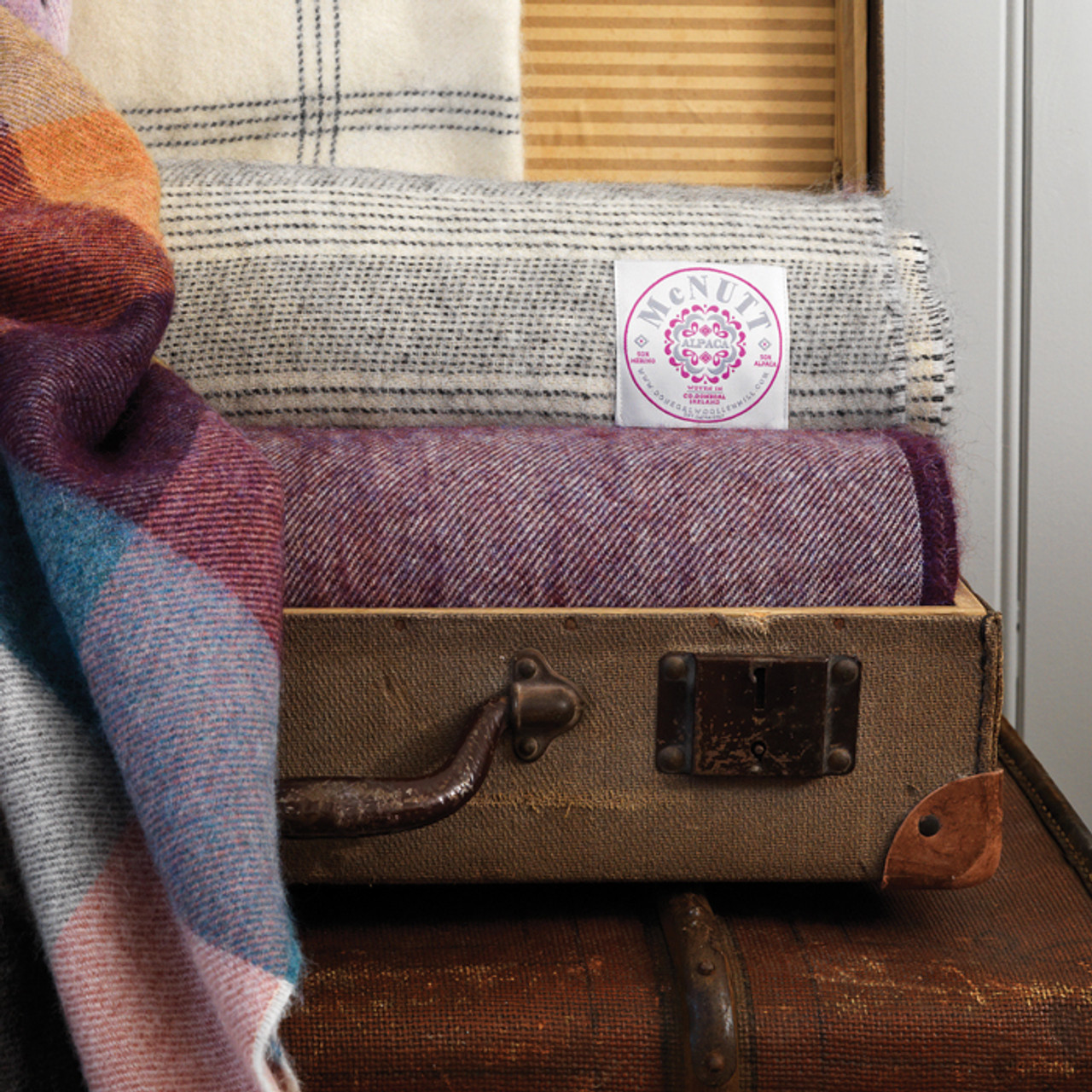 Alpaca Rose Dust Check Throw *in-store