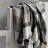 Check Throw Camel Alpaca Wool - White Grey 130 x 190 cm