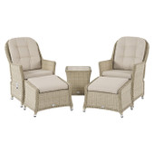 Monterey Recliner Set with 2 Footstools & Ceramic Top Side Table - Sandstone