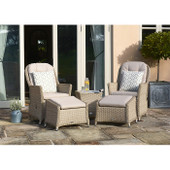 Monterey Recliner Set with 2 Footstools & Ceramic Top Side Table - Sandstone