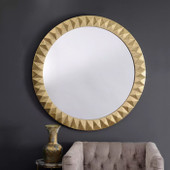 Savoy Large Round Embossed Wall Mirror (D5 x Dia.110cm) *in-store only