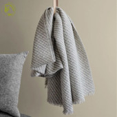 Diagonal Alpaca Wool Throw - White/Light Grey 130 x 200cm *In-store