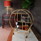 Deco Gold Glass Bar Trolley