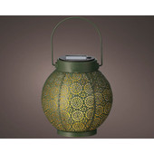 Solar Lantern Moroccan 16cm Green