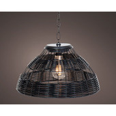 Solar Wicker Pendant 20cm Black