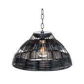 Solar Wicker Pendant 20cm Black