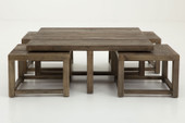 Gaston Coffee Table, With 4 Side Tables, Elm