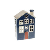 Village Pottery Heart House Tealight Blue