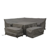 Rattan Square Corner Sofa with Dual Height Table & 2 Benches Set Covers