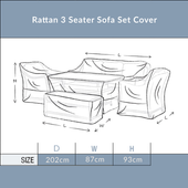 Rattan 3 Seater Sofa, 2 Sofa Chairs & Dual Height Table Set Covers