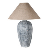 Antique Blue Wash Lamp with Linen Shade