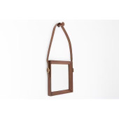 Manhattan Mirror, Brown Leather, Square *in-store only