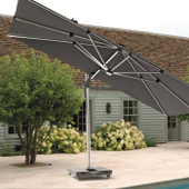 Worcester Grey 4.0m x 3.0m Rectangle Cantilever Parasol with LED Lights & Cover