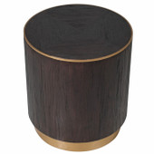 Brushed Elm and Copper Round Lamp Table