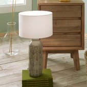 Bethan Embossed Grey Ceramic Table Lamp *in-store