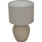 Baslow Etched Grey Large Ceramic Lamp with Shade – E27 60W