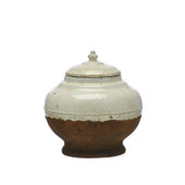 Aged Cream Terracotta Pot 24cm with Lid *in-store