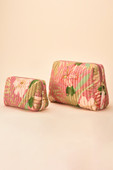 Large Quilted Vanity Bag - Delicate Tropical, Candy *in-store