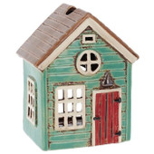 Green Beach Hut Holiday House Tealight Holder