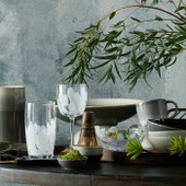 Contemporary Marbled White Wine Glass Set Of 2 *in-store