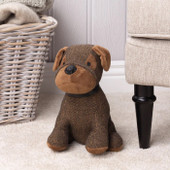 Boston Herringbone Dog Door Stop Brown