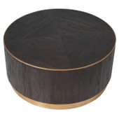 Brushed Elm and Copper Round Coffee Table