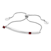 JULY - Rose Gold Bar Birthstone Bracelet  - Ruby Crystal