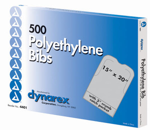 Disposable Polyethylene Bibs W/Crumb Pocket 16 x24  Bx/500 B731-7621