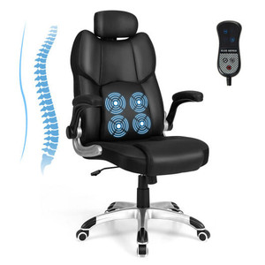 Kneading Massage Office Chair with Adjustable Headrest-Black - Color: Black D681-CB10571US-DK