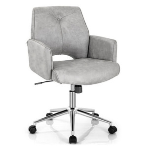 Adjustable Hollow Mid Back Leisure Office Chair with Armrest-Gray B593-CB10227
